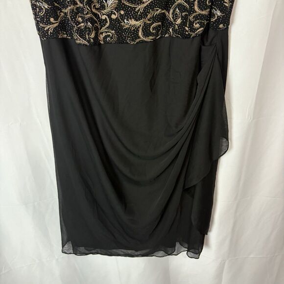 Alex Evenings 18W Empire Waist Sheath Dress Sparkle Black Gold Silver READ - Picture 7 of 12
